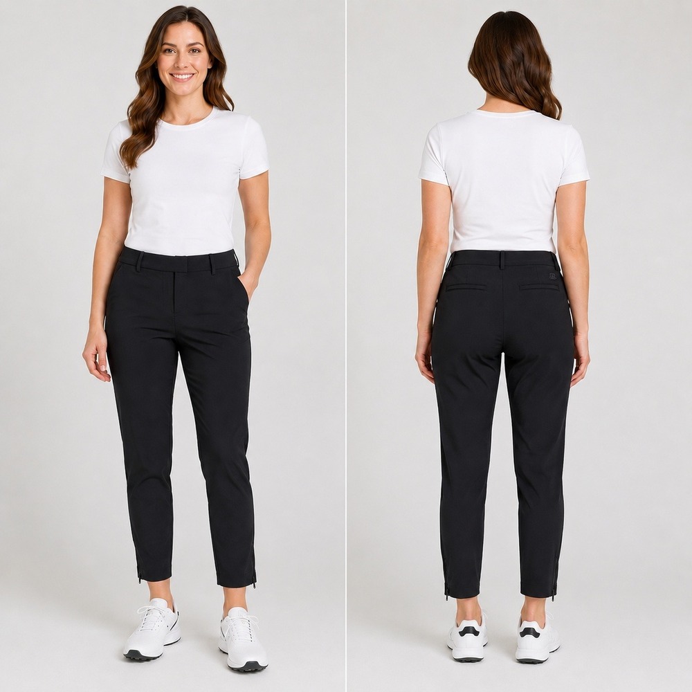 Tilley Loves Golf Womens Black Performance Ankle Zip Stretch Pants Size 8